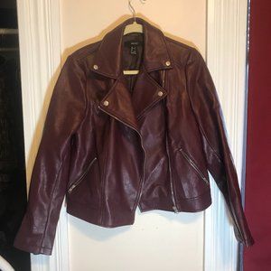 Maroon Faux Leather Jacket